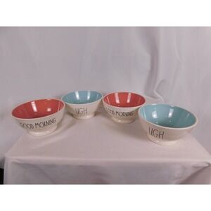 Rae Dunn Set "2 Good morning" "2 Ugh" Cereal bowls Artisan Collection HG8211